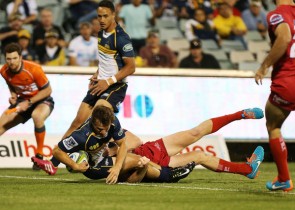 James Dargaville scoring on his Super Rugby debut for the ACT Brumbies. Photo from: www.zimbio.com
